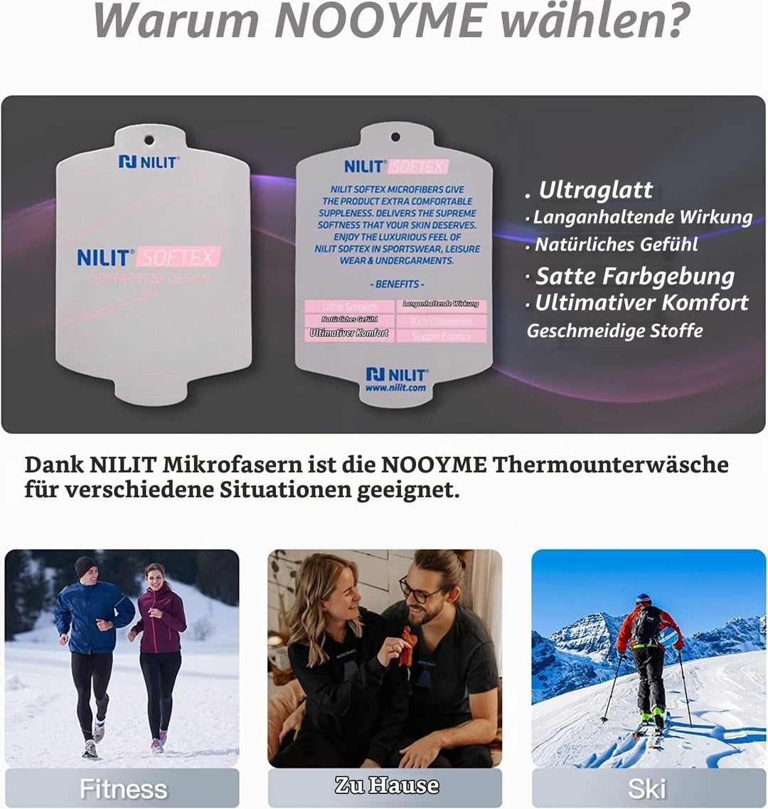 NOOYME Thermounterwäsche Herren Atmungsaktiv Thermoaktiv Funktionswäsche Herren Funktionsunterwäsche