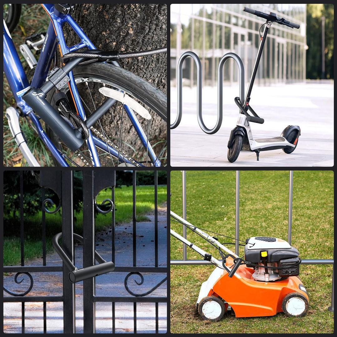 Sportneer Fahrradschloss 18mm Hochbelastbar Bügelschloss mit 180CM Hochsicherheits-Stahlkabel Stabil