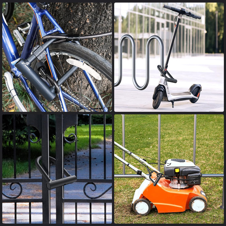 Sportneer Fahrradschloss 18mm Hochbelastbar Bügelschloss mit 180CM Hochsicherheits-Stahlkabel Stabil