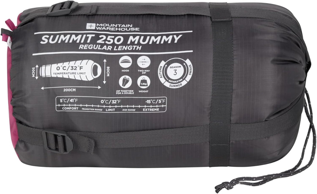 Mountain Warehouse Summit 250 Schlafsack - 3/4 Saison Isolierter & Mumienförmiger Schlafsack, 22cmX4