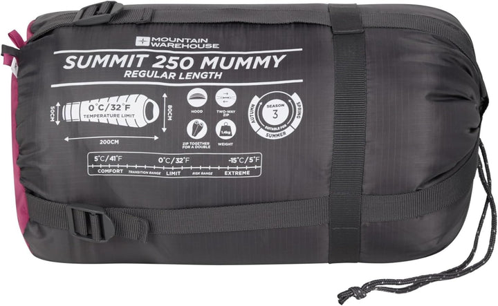 Mountain Warehouse Summit 250 Schlafsack - 3/4 Saison Isolierter & Mumienförmiger Schlafsack, 22cmX4