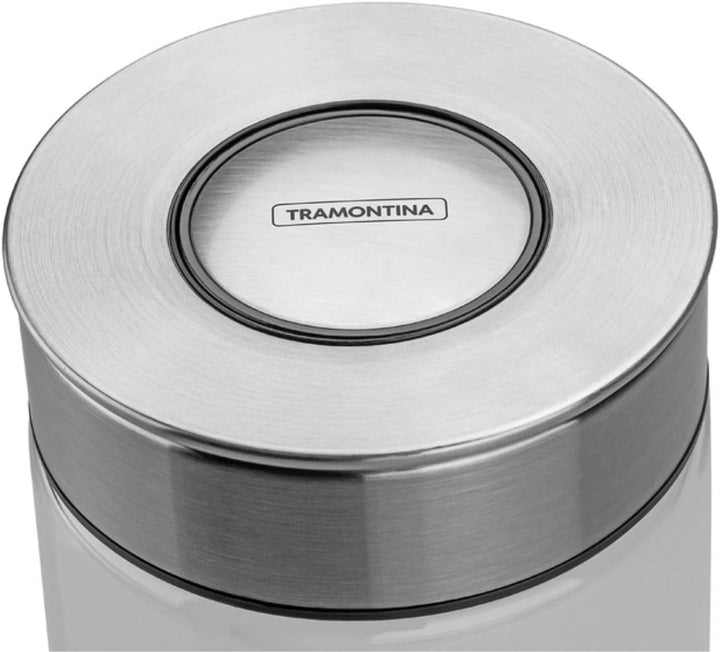 Tramontina Vorratsglas, Ø 10 cm, 1,8 l, Edelstahldeckel, Glas, Transparent, 61227-050, 1,8 Liter, 1,