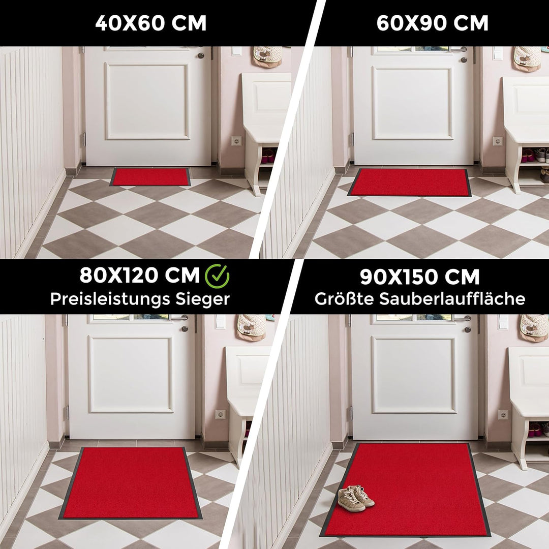 Carpet Diem Fussmatte Rot, 60x90 cm, rutschfeste Schmutzfangmatte Rot 60 x 90 cm, Rot 60 x 90 cm