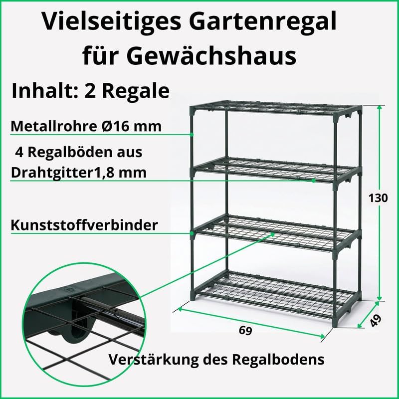 Pflanzenregal - Gartenregal 69x49x130 2er Set Pflanzenständer - Blumenständer Metall - Leiterregal -