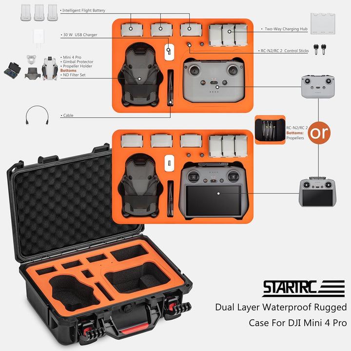 STARTRC Mini 4 Pro Waterproof Hard Case - Sichere Tragetasche für DJI Mini 4 Pro Fly More Combo Droh