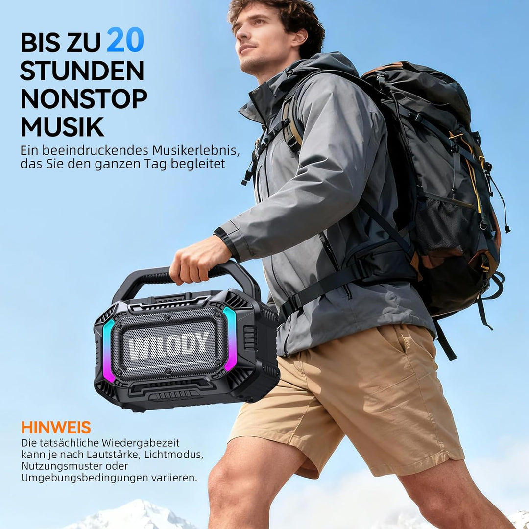 Wilody 100W Tragbare Bluetooth Lautsprecher Box,Bluetooth Lautsprecher mit Licht,Musikbox Bluetooth'