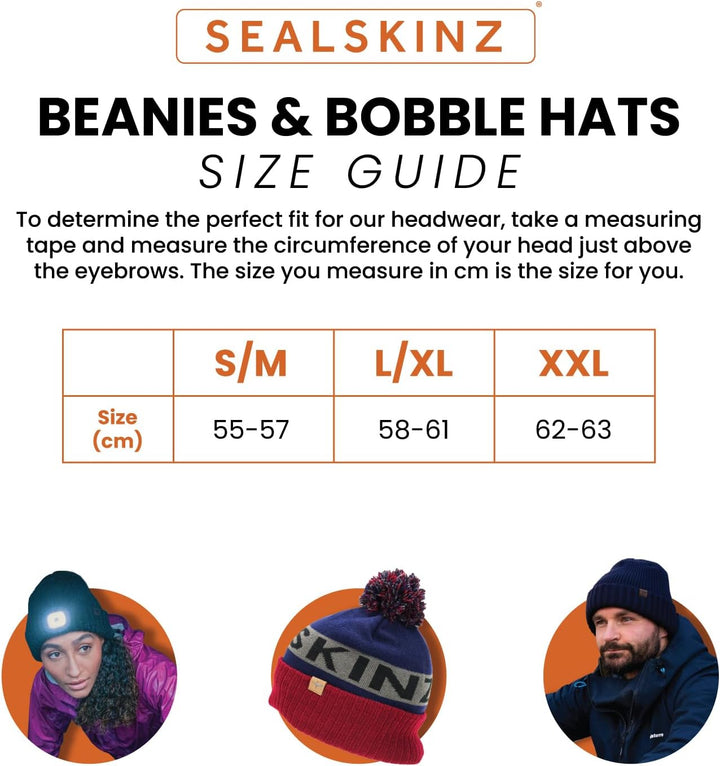 SealSkinz Unisex Bacton Kaltwetter-strickmütze, Wasserdicht, mit Rollbündchen Beanie Hat S-M Grau, S