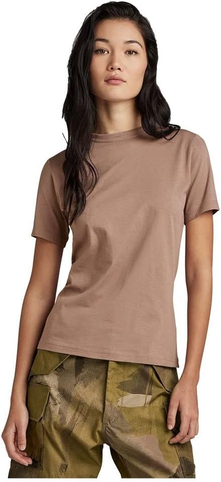 G-STAR RAW Damen Puff Logo Slim T-Shirt Tops L Braun (Chocolate Berry D22761-336-b113), L Braun (Cho