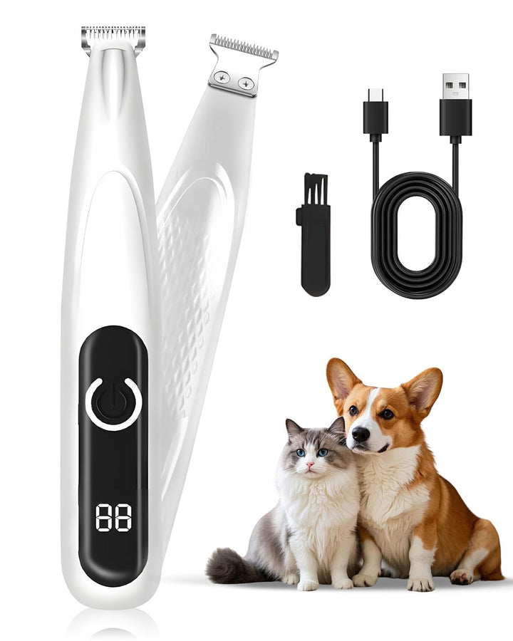 Pfotentrimmer für Hunde mit LED-Licht, Leise Hundepfoten Trimmer Paw Trim, 600mAh Type-C Wiederaufla