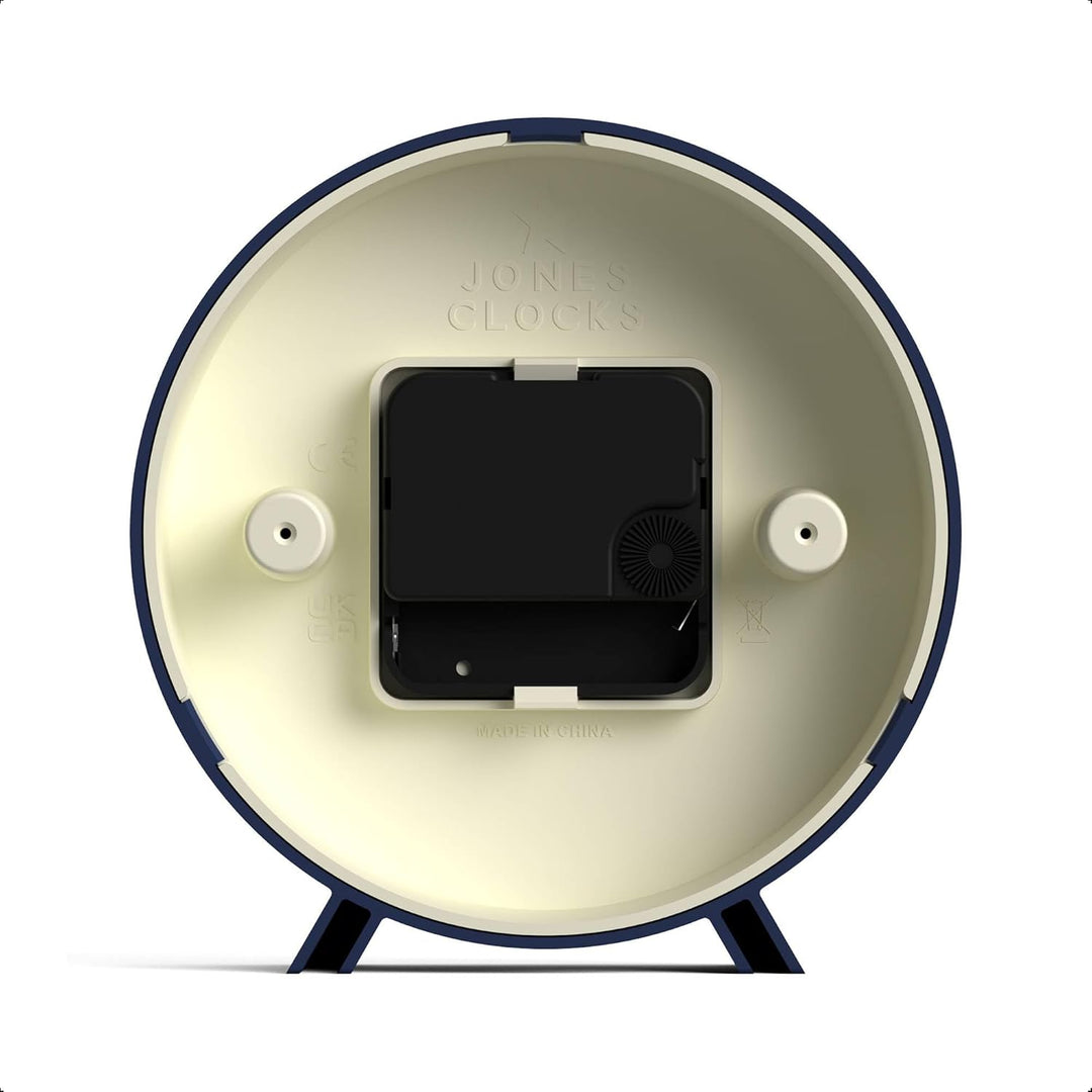 JONES CLOCKS® Schreibtischuhr 'Venus' – modernes rundes Design in Blau, stilvoller Retro-Look für Re