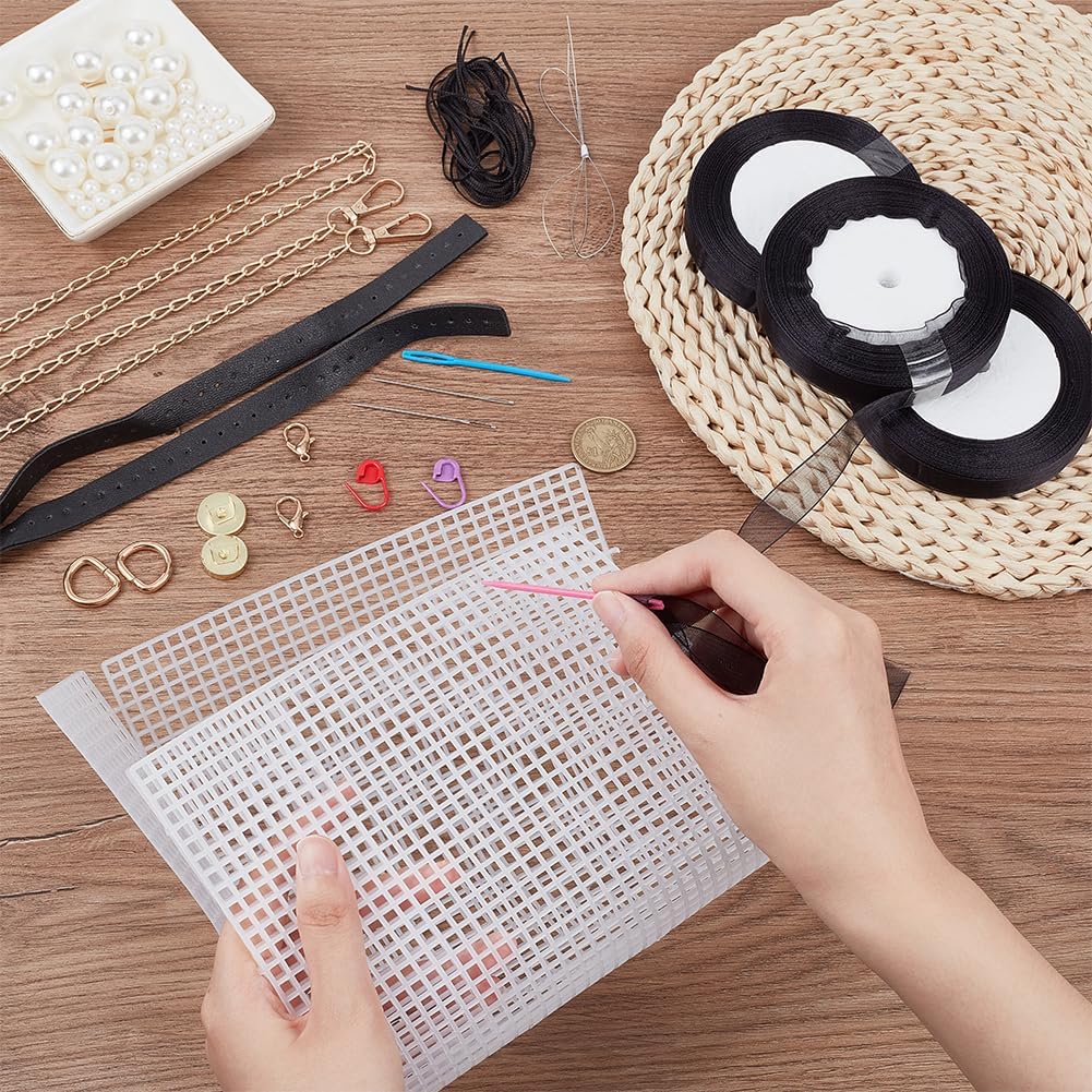 WADORN DIY Strick- Und Häkelhandtaschen-Sets, Handgefertigtes, Gewebtes Taschenherstellungs-Kreuzsti
