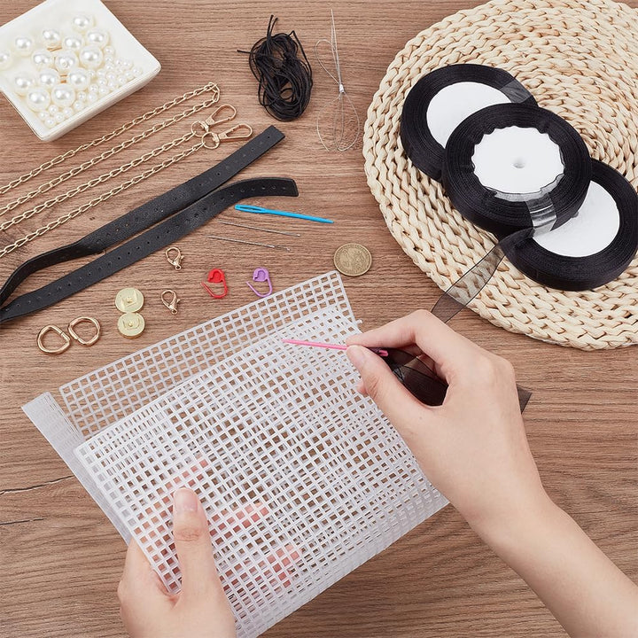 WADORN DIY Strick- Und Häkelhandtaschen-Sets, Handgefertigtes, Gewebtes Taschenherstellungs-Kreuzsti