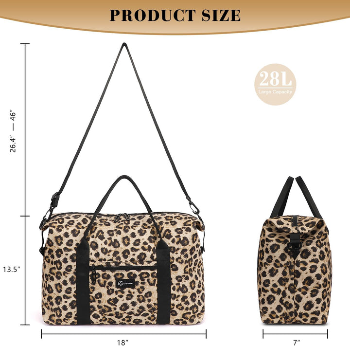 Sporttasche mit Leopardenmuster für Reisen, Faltbare Handgepäcktasche, kleine/mittlere Wochenendtasc