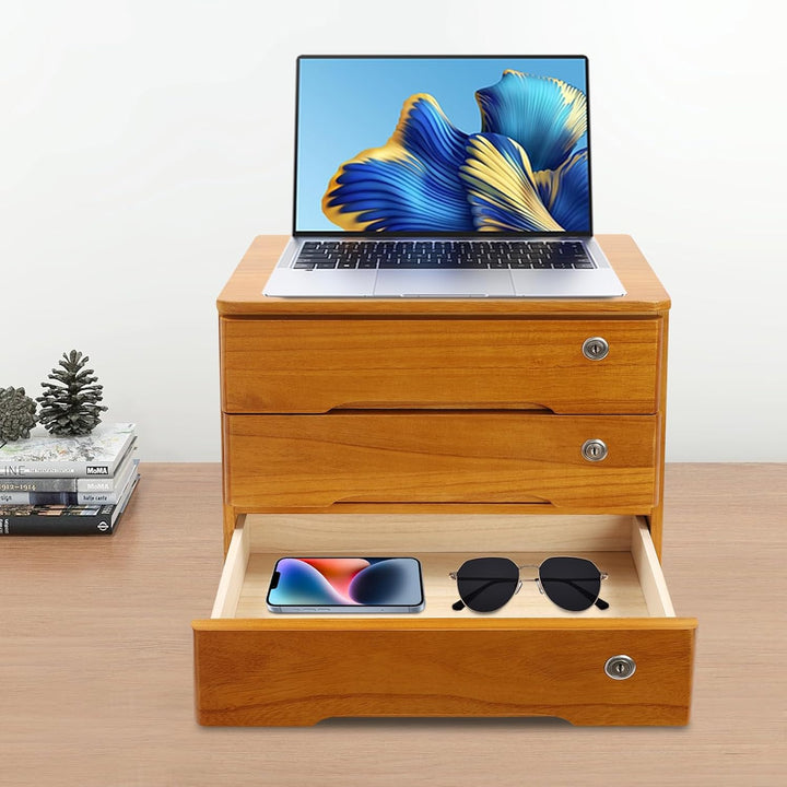 3 Schicht Desktop Storage Box, Desktop Storage Box mit abschliessbarer Schublade, Bürobedarf Schubla