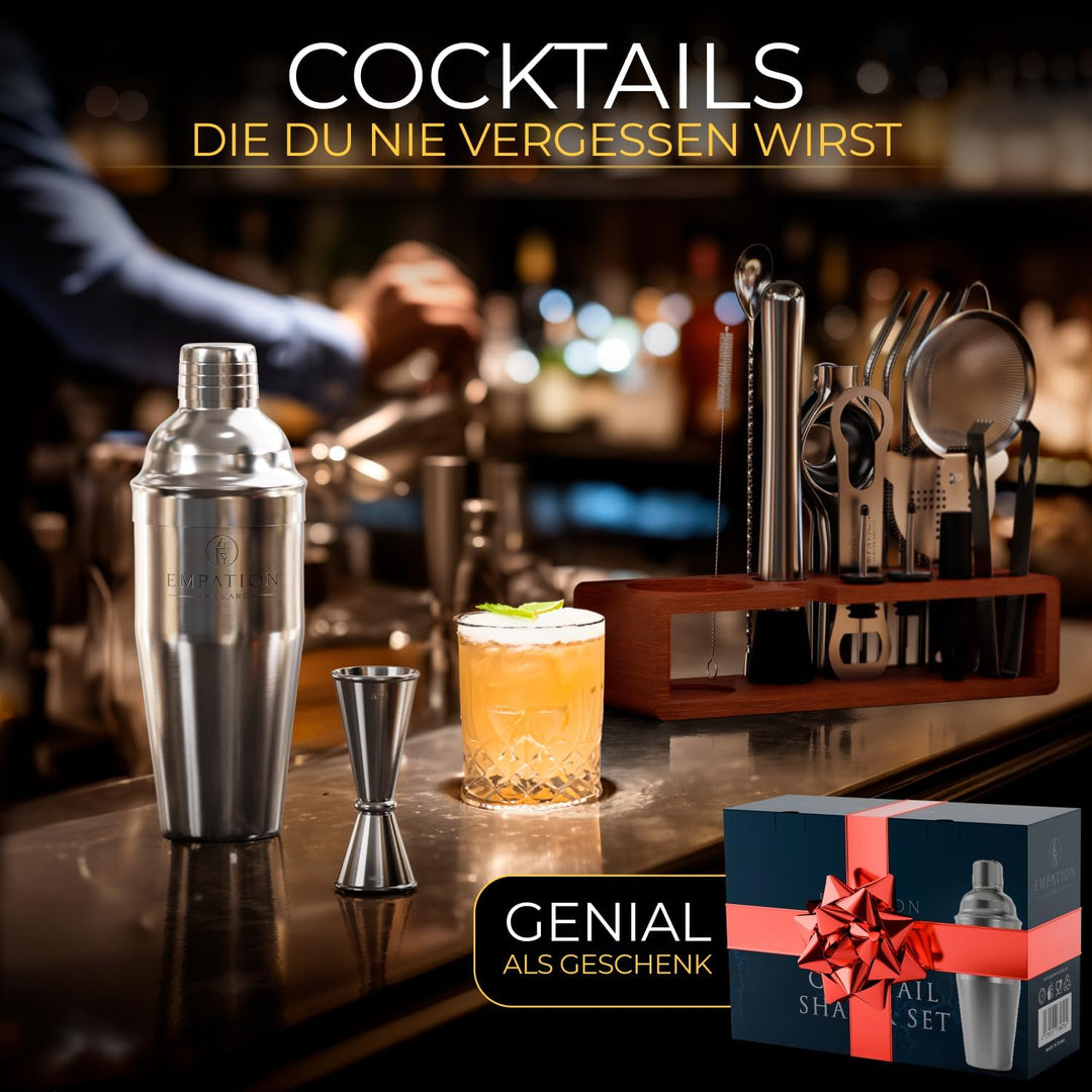 EMPATION Cocktail Set, 700ml Cobbler Cocktail Shaker aus Edelstahl, sicheres Ausgiessen &amp; kein Versc