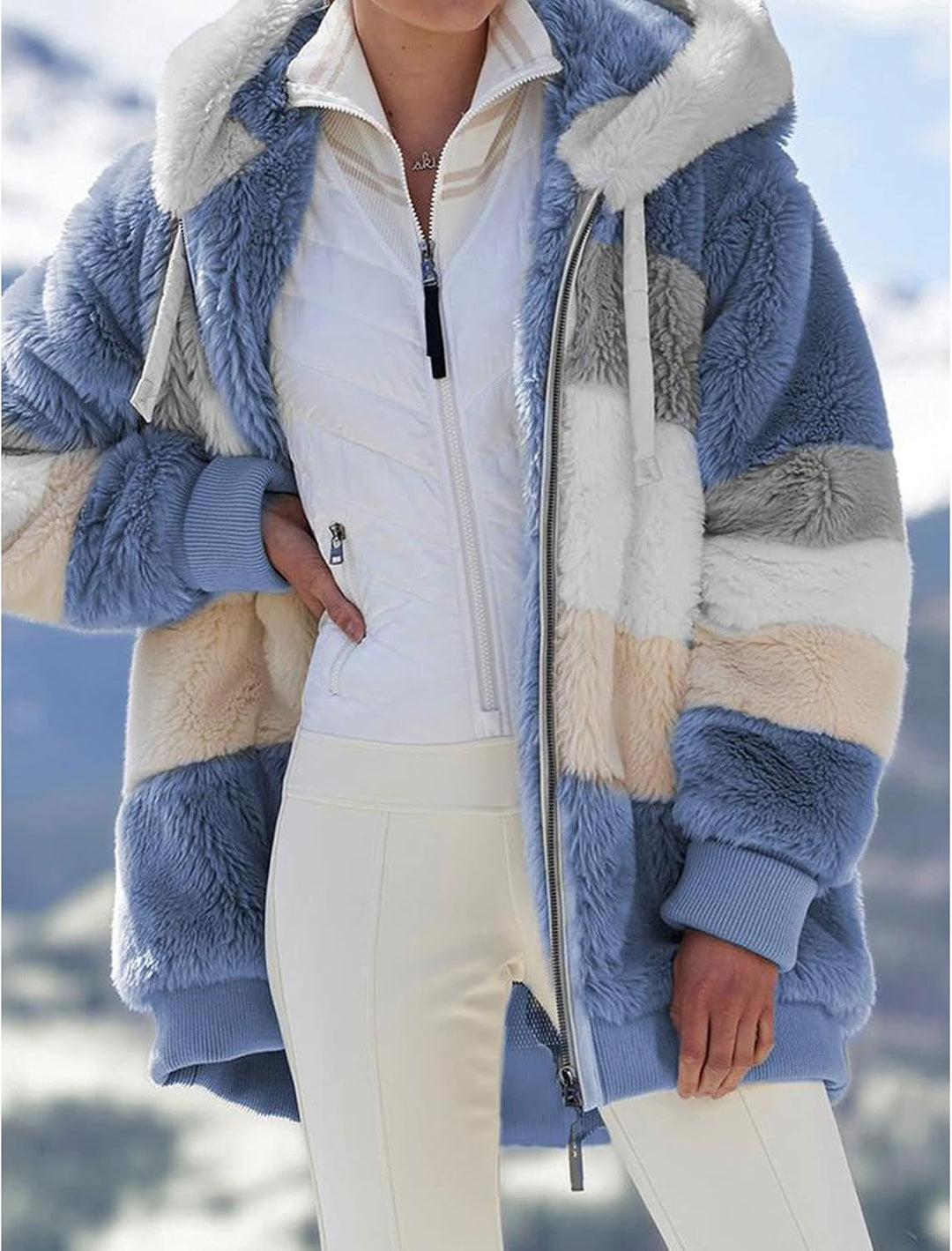 ABINGOO Damen Mantel Kapuzenjacke Winterjacke Mode Warm Hoodie Pullover Jacken Reissverschluss Plüsc