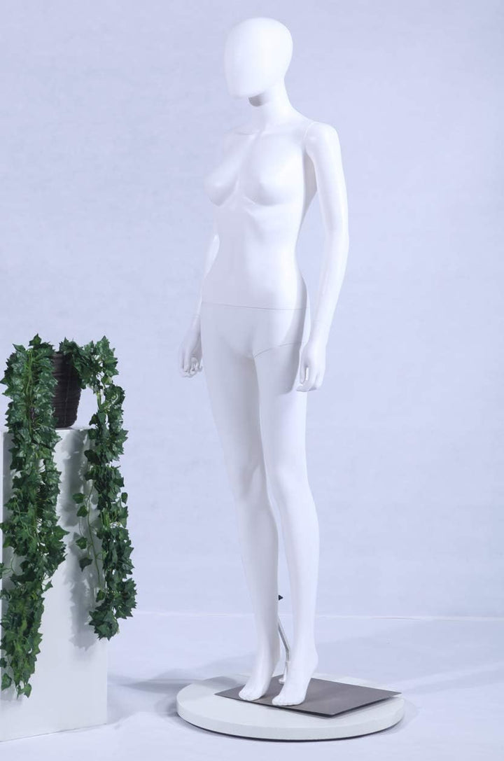 EurotonDisplay FC-7White weiss matt abstrakte Schaufensterpuppe mit Metallplatte Egghead ohne Gesich