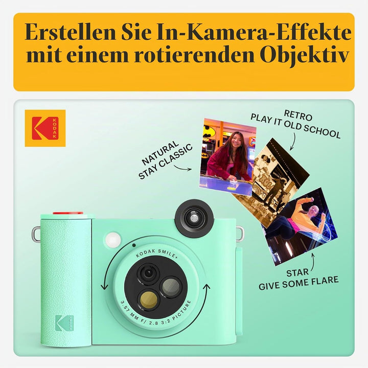 KODAK Smile+ 2 in 1 Digitale Sofortbildkamera &amp; kabelloser Bluetoot Fotodrucker, 10 MP, drehbares Ob