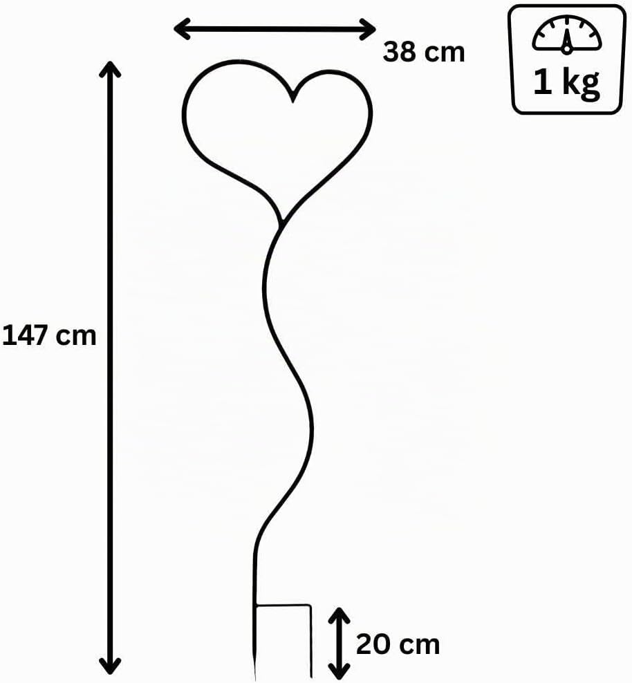 DanDiBo Rankhilfe Herz Kletterhilfe aus Metall 147 cm Bodenstecker Stecker Rankgitter