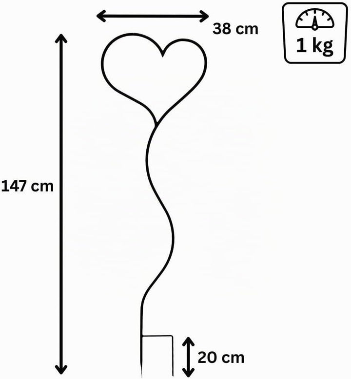 DanDiBo Rankhilfe Herz Kletterhilfe aus Metall 147 cm Bodenstecker Stecker Rankgitter