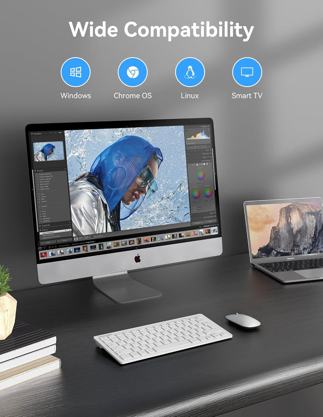 TECKNET Spanische Spezifikationen Mini-Tastatur und Maus, QWERTY Weiss, Weiß
