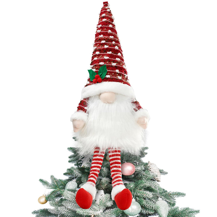 Zwerg Weihnachtsbaumspitze, Zwerg, Weihnachtsschmuck, Plüsch, Party-Dekoration, Ornament-Zubehör Red
