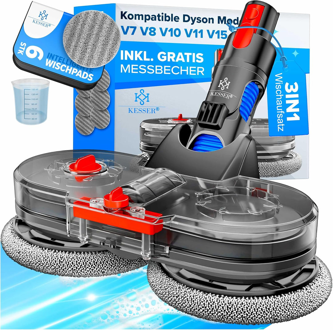 KESSER® Wischaufsatz für Dyson V7/V8/V10/V11/V15 Staubsauger Zubehör Aufsätze | Wischmopp mit Wasser