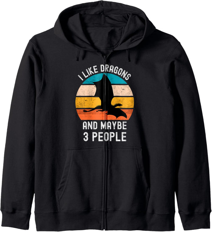 I Like Dragons And Maybe 3 People Vintage Retro Dragon Kapuzenjacke