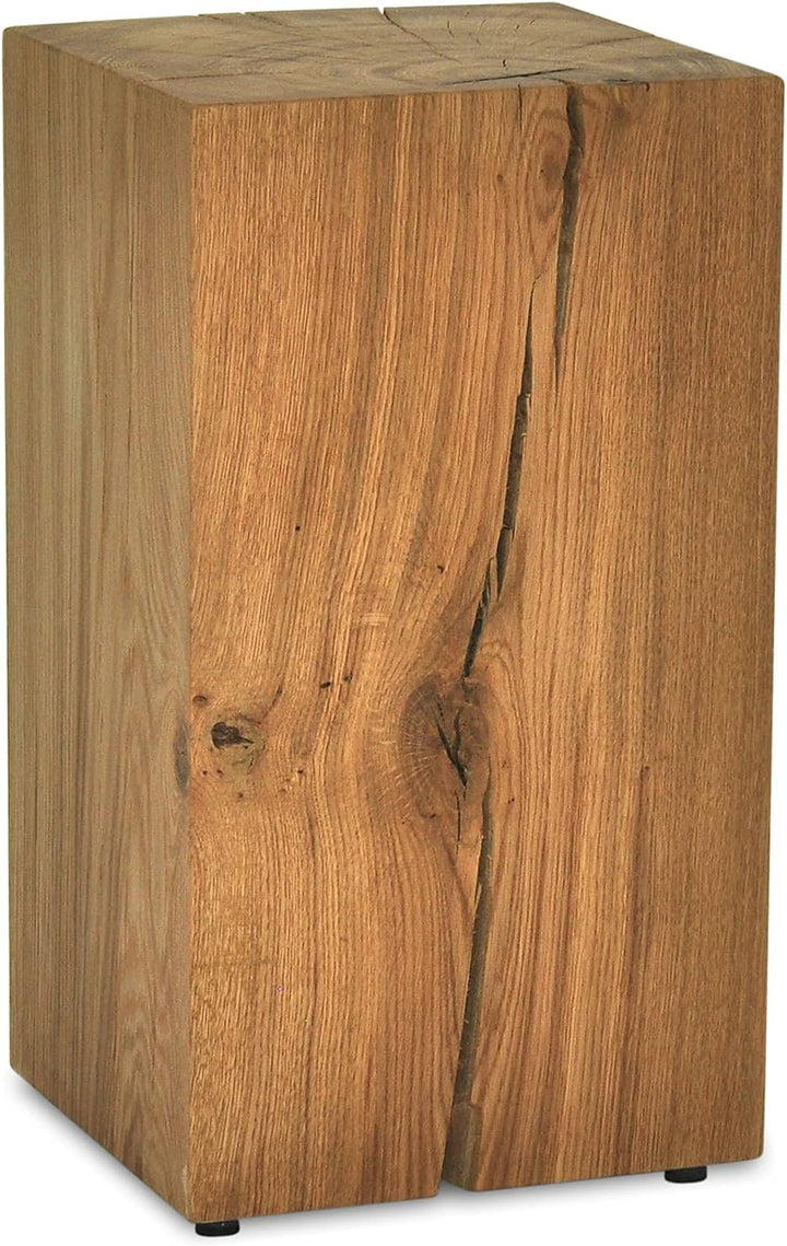 ms factory Holzblock Eiche Massiv - Handgefertigter Holzklotz - Rustikale Holzsäule - Beistelltisch