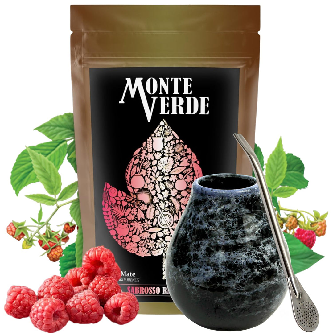 Brasilianisch Yerba Mate-Tee Set●Monte Verde Sabrosso Raspberry Mate-Tee 500g●Himbeeren, Orangenscha