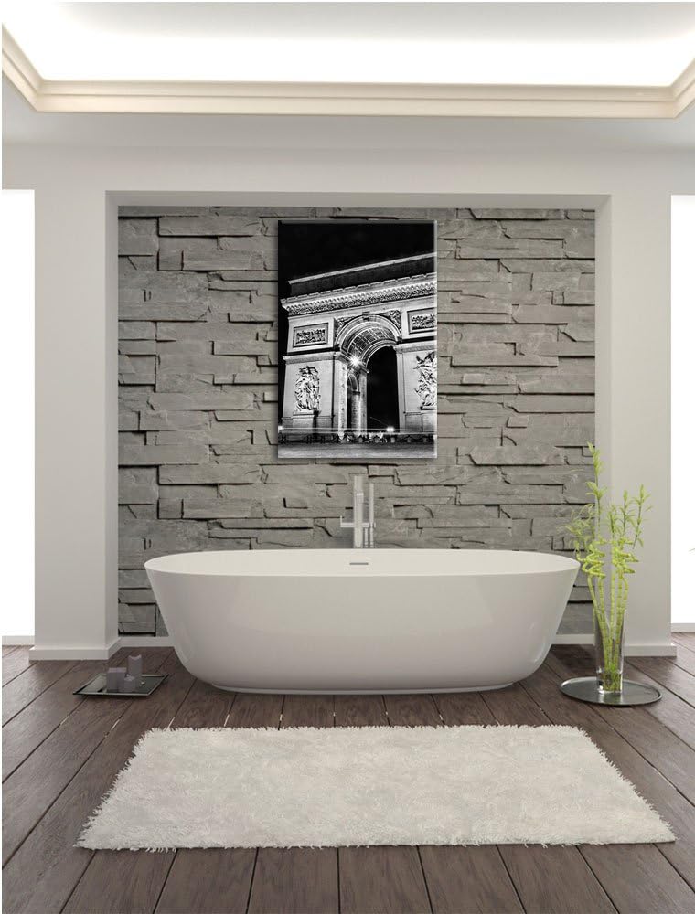 Pixxprint Dark Triumphbogen bei Nacht / 100x70cm Leinwandbild bespannt auf Holzrahmen/Wandbild Kunst