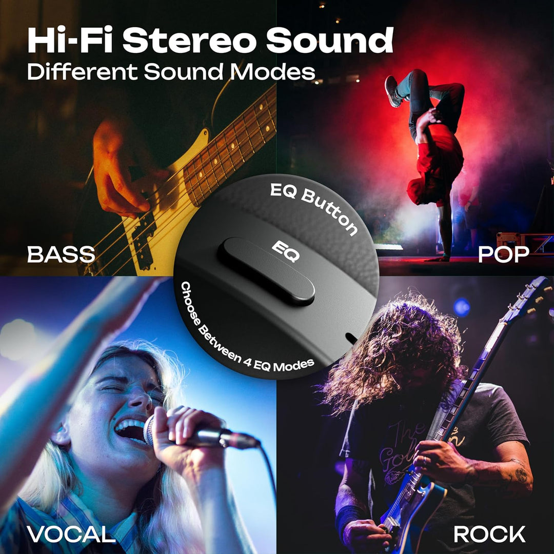 PowerLocus Bluetooth Kopfhörer Over Ear, 60 Std Spielzeit, Kopfhörer Kabellos mit 4 EQ-Modi, Hi-Fi S