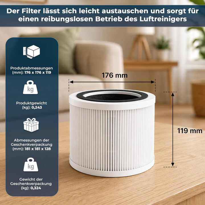Vibrix PureFlow30 luftreiniger ersatzfilter HEPA H14-6-Schicht Filter (Nano + aktiv kohle filter) fü
