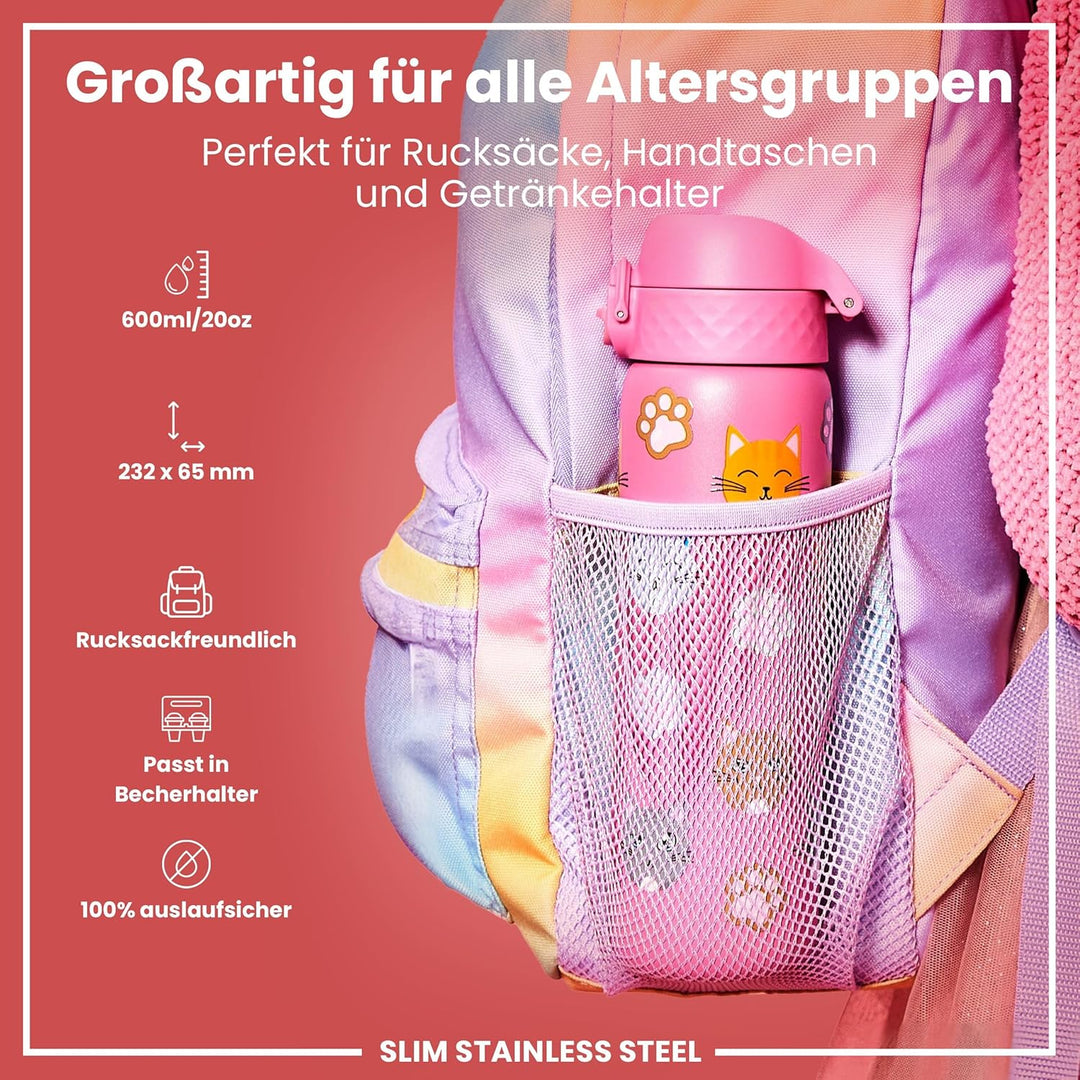 Ion8 Trinkflasche, Auslaufsicher, Einhandöffnung, Sichere Verriegelung, Spülmaschinenfest, Tragegrif