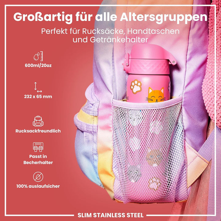 Ion8 Trinkflasche, Auslaufsicher, Einhandöffnung, Sichere Verriegelung, Spülmaschinenfest, Tragegrif