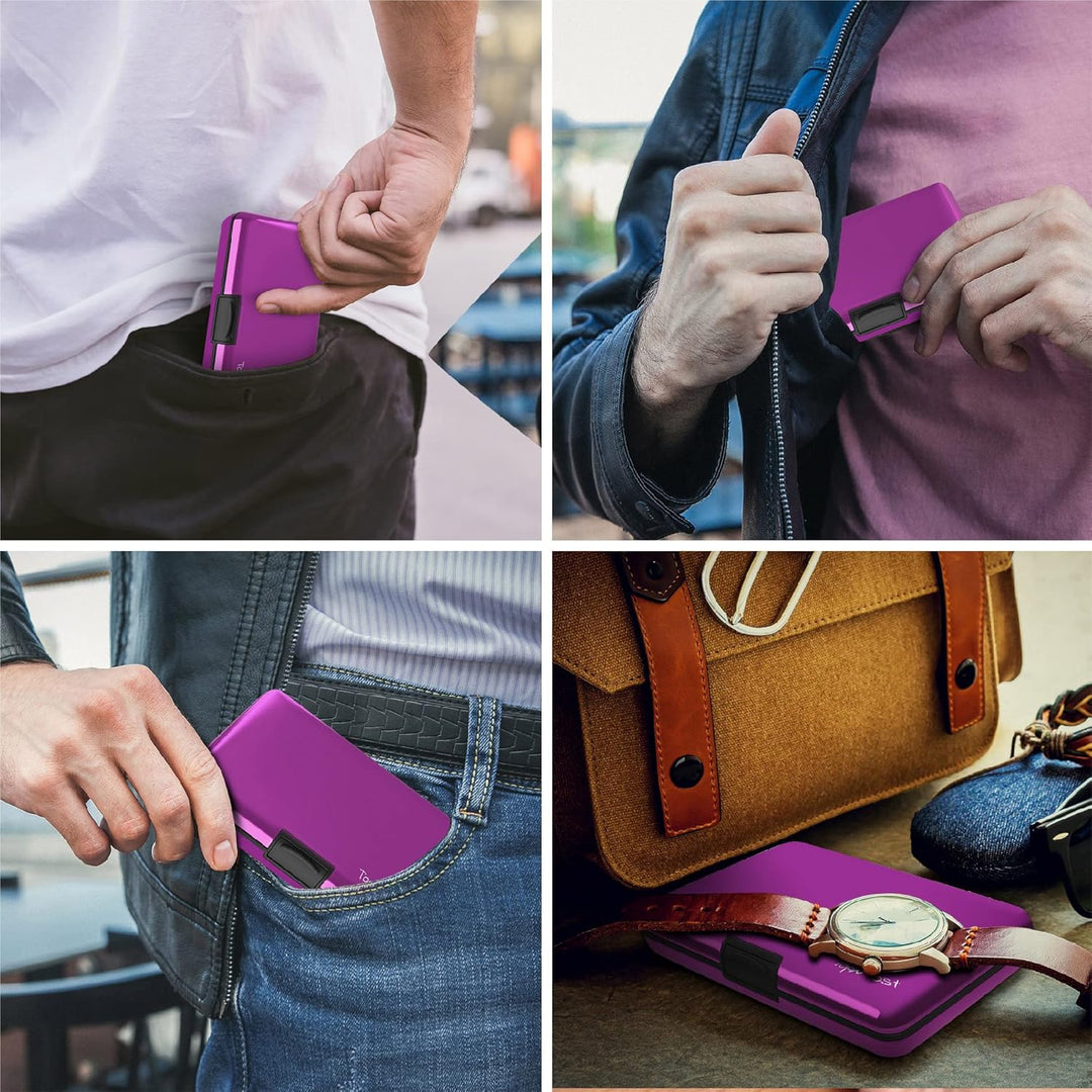 TopMost Aluminium Kreditkartenetui mit RFID-Schutz für Damen & Herren - Geldbörse für 12 Karten und