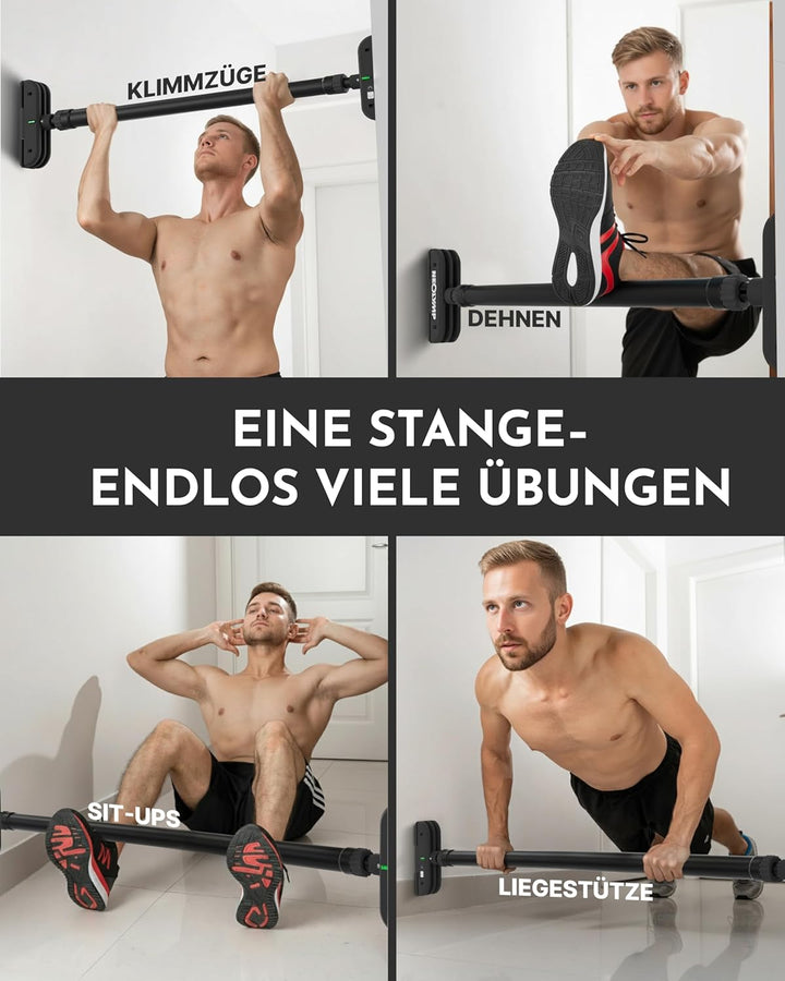 NEOLYMP Klimmzugstange Türrahmen ohne Schrauben – Pull Up Bar bis 200 kg – Verstellbare Reckstange I