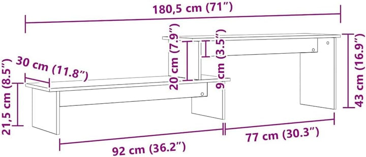 vidaXL TV-Schränk mit Regal mit Speicher Altholz 180 x 30 x 43 cm Holzwerkstoff, Altholz