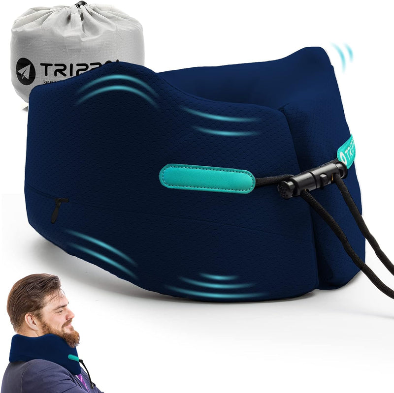 Joscoal Memory Foam Nackenkissen Reise Reisekissen Luxuriös Flugzeug Kinnstütz Travel Pillow Navy Bl