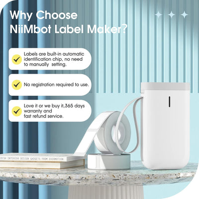 NIIMBOT D11 Etikettendrucker Tragbarer Aufkleberdrucker, Wireless-Technologie und 1 Rolle Stater-Eti