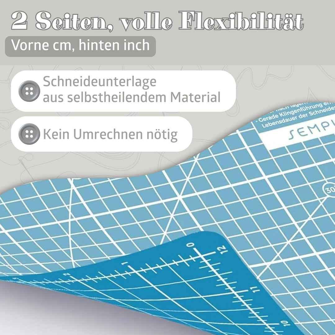 SEMPLIX Schneidematte A1 in Grün, Rosa, Grau, Türkis, Lila. Ideal fürs Basteln, Nähen und Patchworke