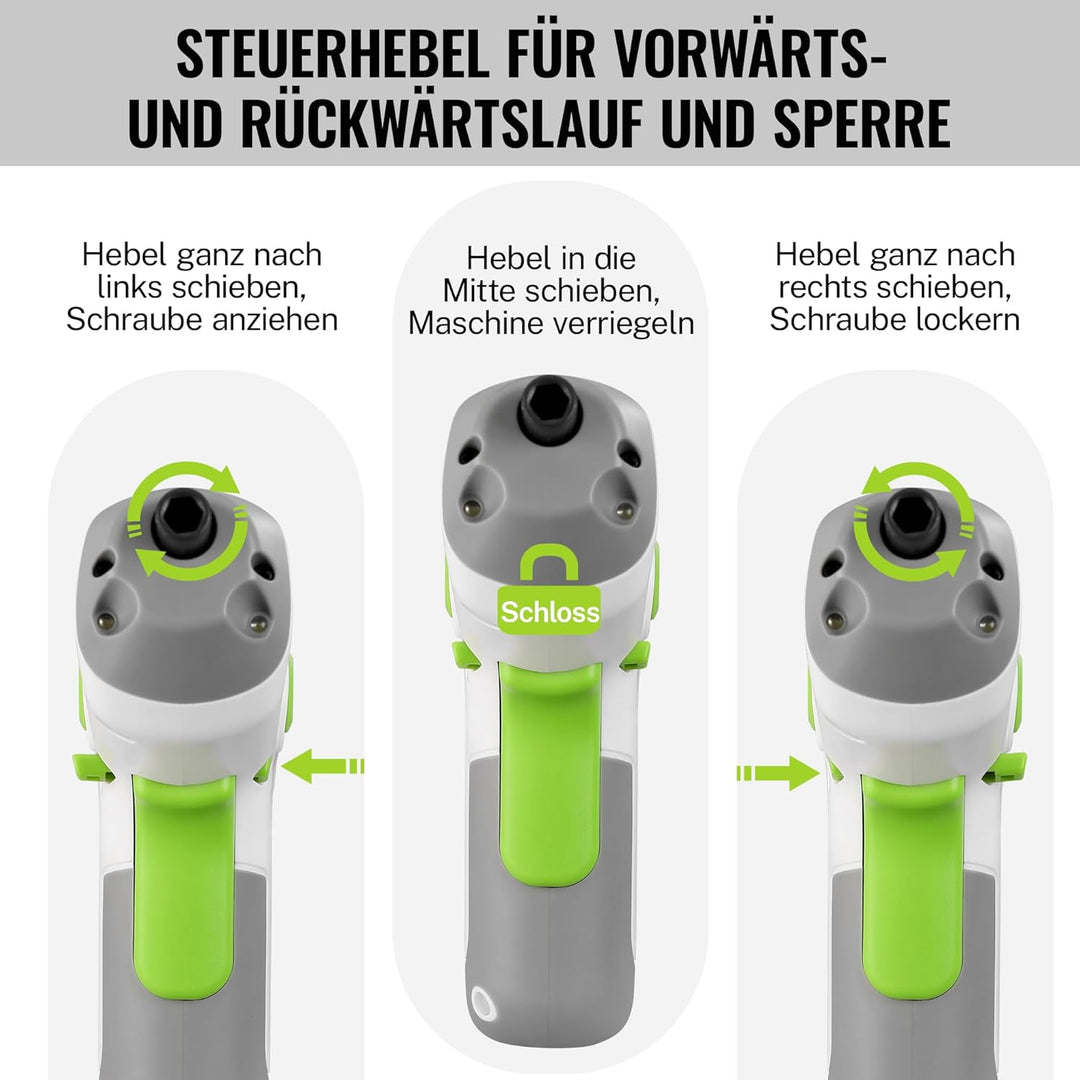 WORKPRO Akkuschrauber Set 3,6V, Exzentrischer Schraubendreher, mit 21 Bits und Verlängerungsstange,