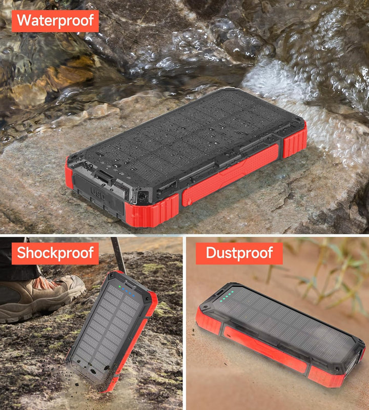 52800mAh Solar Wireless Power Bank, tragbares Ladegerät 30W Schnelles Ladegerät 6 Ausgänge & 4 Eingä