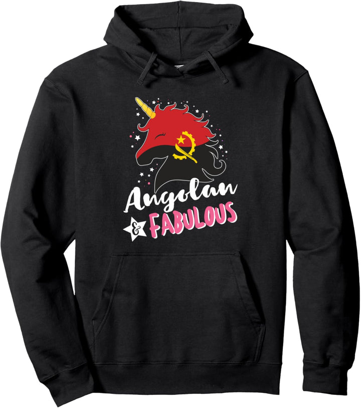 Angolanisches Einhorn Angola Flagge Pullover Hoodie