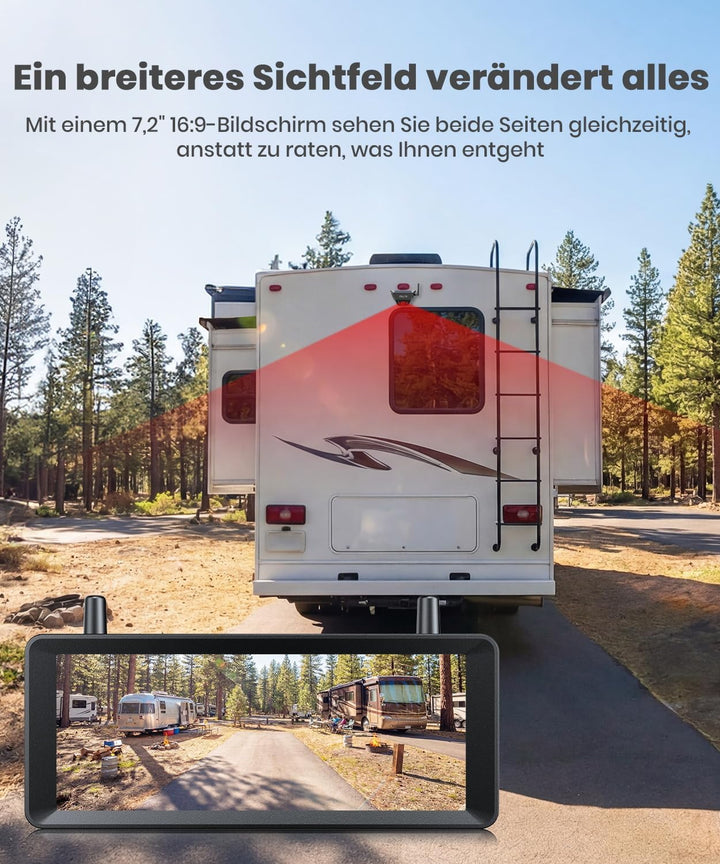AUTO-VOX Magnetische Solar Rückfahrkamera Kabellose: 1 Min Installation, 1080P HD Zwei-Kanal mit Auf