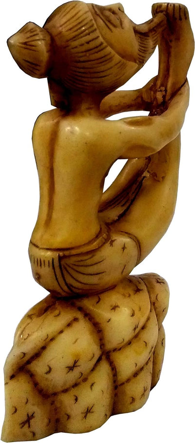 Purpledip Resin Statue Yoga Guru in Navasana Posture: Stone Finish Décor Gift (11787)