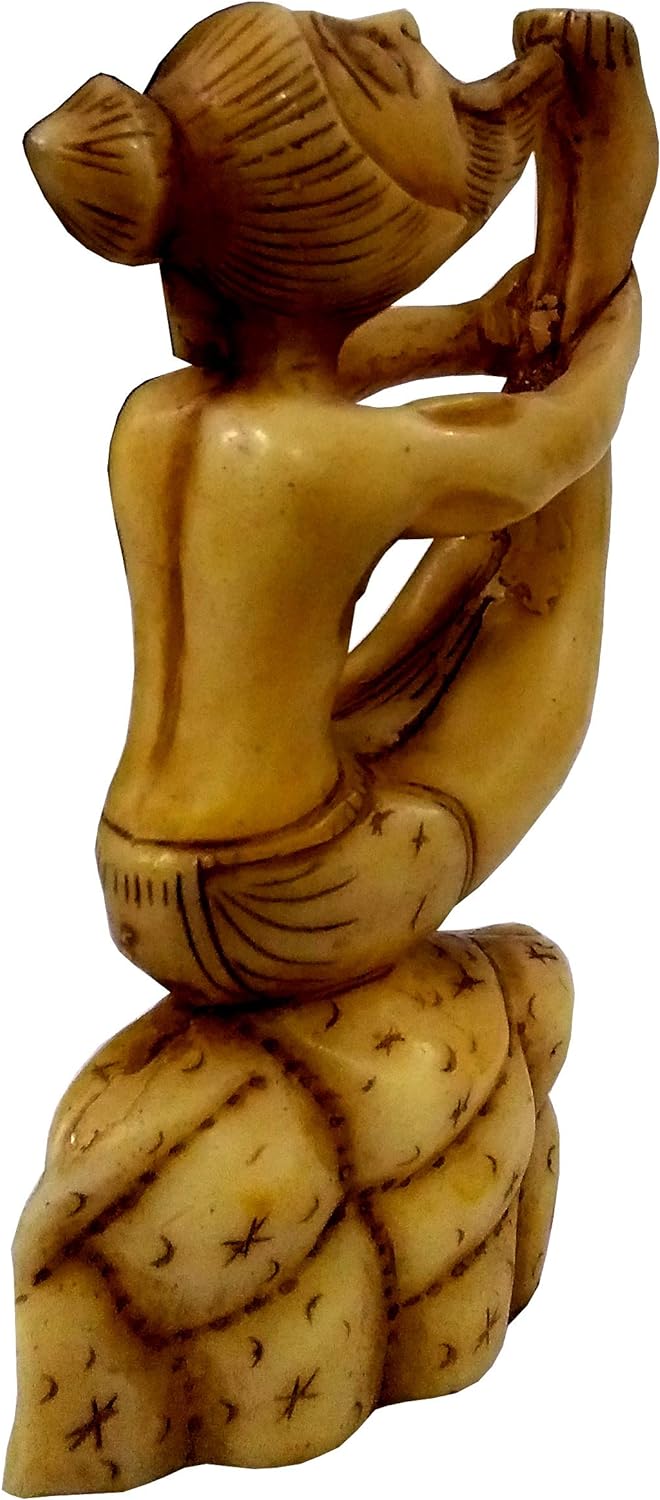 Purpledip Resin Statue Yoga Guru in Navasana Posture: Stone Finish Décor Gift (11787)