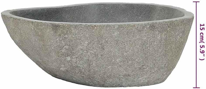 vidaXL Waschbecken Flussstein Naturstein Aufsatzwaschbecken Waschschale Waschtisch Handwaschbecken B