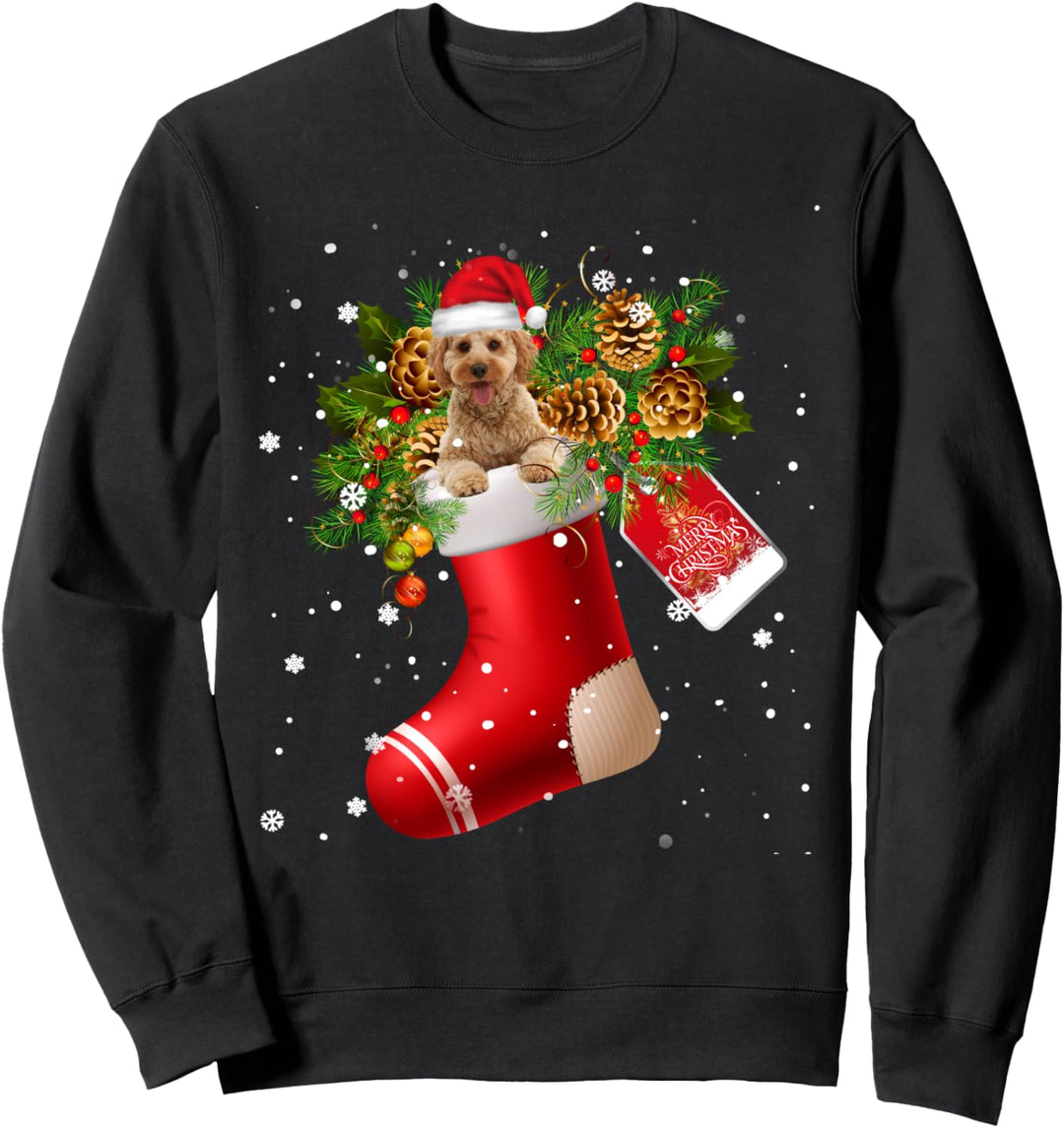 Santa Cockerpoo In Christmas Sock Pyjama Sweatshirt