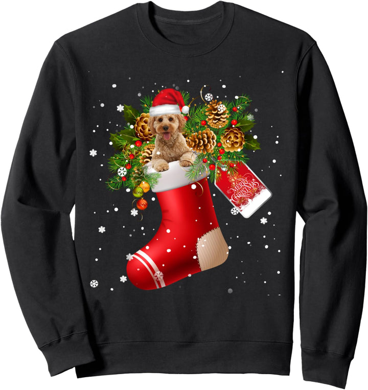 Santa Cockerpoo In Christmas Sock Pyjama Sweatshirt